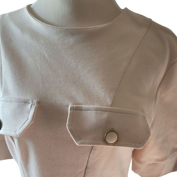 H&M Peplum Short Sleeve Cream Blush Top Size 4 - Picture 5 of 8